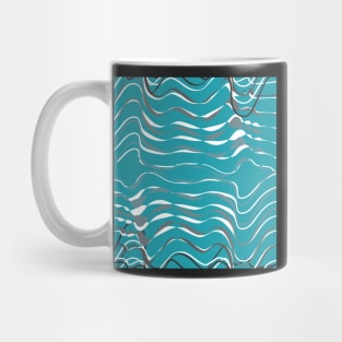 dynamic gray waves on turquoise shapelines Mug